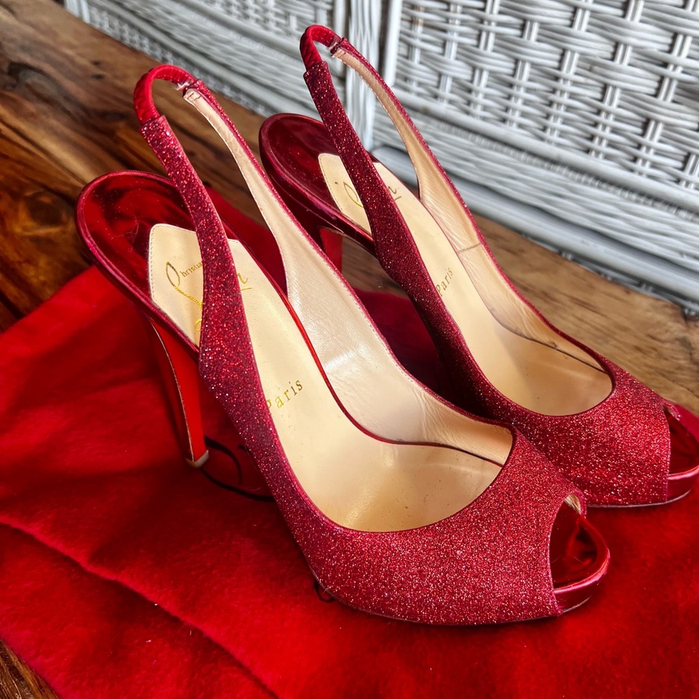 Christian Louboutin Prive Number 120 glitter mini Loubi Red